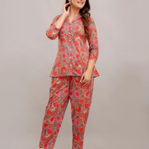 Women Red Printed Co-ord set