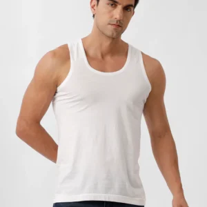 Men 100% Combed Cotton White Vest RN Sukra