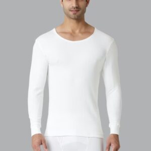 Men's Ivory Solid Anti Bacterial Low Neck -Full Sleeve Thermal Top