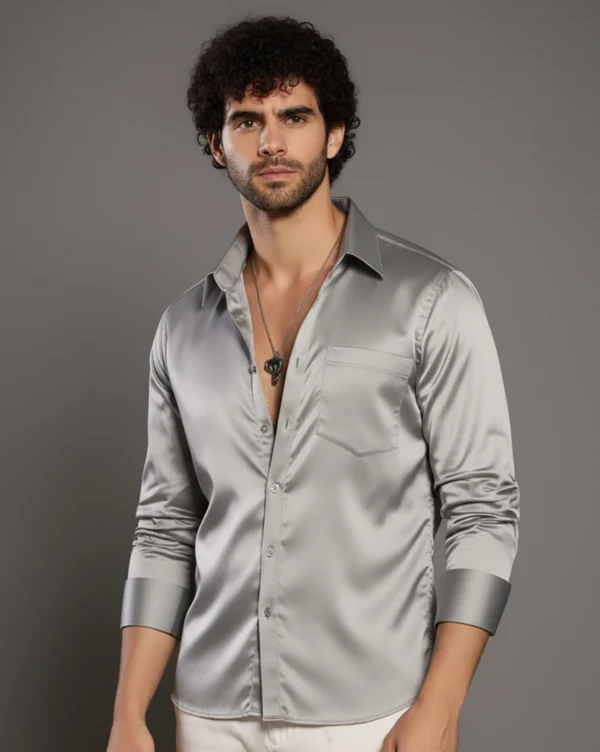 satin formal shirt for men
