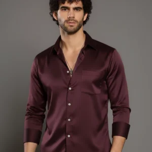 Maroon Colout satin shirt