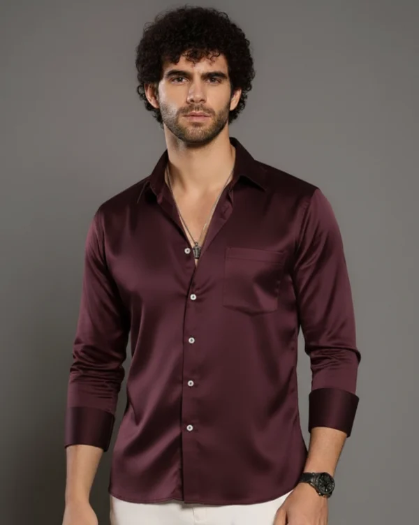Maroon Colout satin shirt