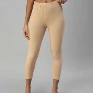 Cuff Length Leggings-Beige