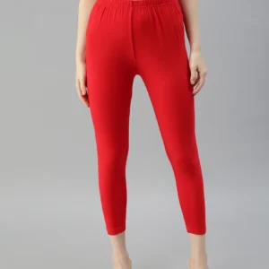 Cuff Length Leggings-Red