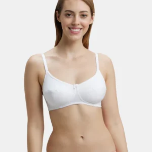Wirefree Non Padded Super Combed Cotton Elastane Bra- White #1416