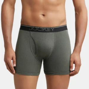 Super Combed Cotton Rib Solid Boxer Brief with Ultrasoft and Durable Waistband #8009