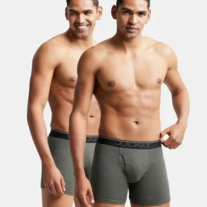 Super Combed Cotton Rib Solid Boxer Brief with Ultrasoft and Durable Waistband (Pack of 2)#8009