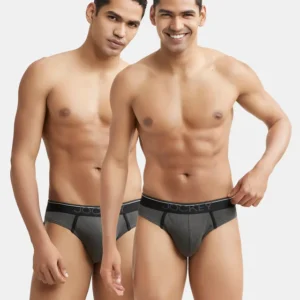 Super Combed Cotton Rib Solid Brief with Ultrasoft Waistband  (Pack of 2)#8044