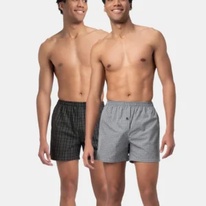 Super Combed Mercerized Cotton Woven Checkered Inner Boxers with Ultrasoft and Durable Inner Waistband (Pack of 2)#8222P