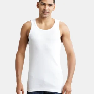 Super Combed Cotton Rib Round Neck Sleeveless Vest with StayFresh Properties - #8826