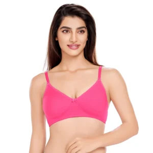 Polyester Cotton Soft Padded T-Shirt Bra With Removable Straps - 1030