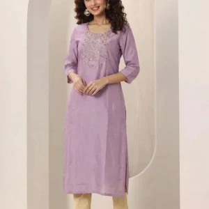 Women's Straight Cut Silk Cotton Kurti Lavender