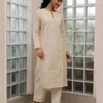 Women's Straight Cut Silk Cotton Kurti Cream