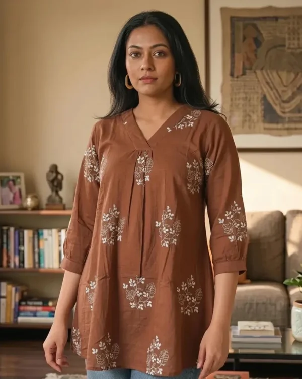 Women's Synthetic Cotton Short Kurti