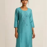 Women's Straightcut Silk Cotton Kurti Top Blue