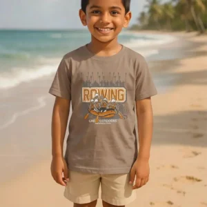 Boy's Round Neck T-shirt Light Stone Half Sleeve