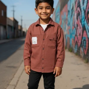 Boy's Premium Chambri Shirt Maroon Full Sleeve