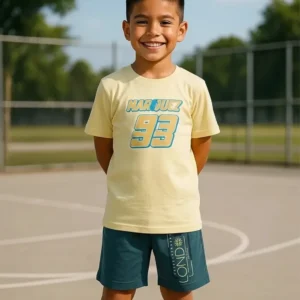 Boys Yellow & Blue T-Shirt & Half Pant Shorts Set