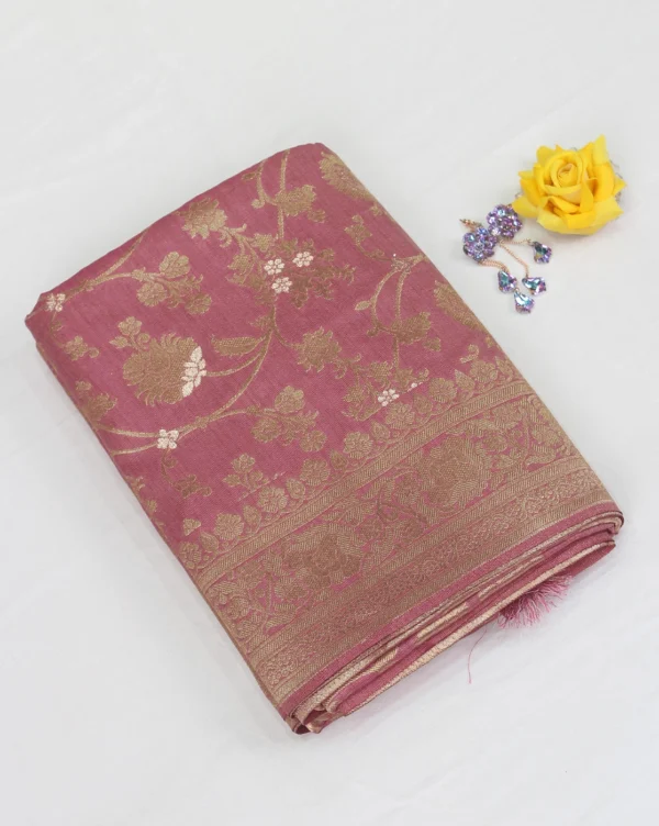 Semi Raw Silk Saree Purple with Gold