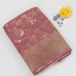 Semi Raw Silk Saree Purple with Gold