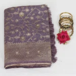 Semi Raw Silk Saree Violet with Lt Gold