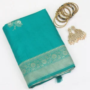 Semi Raw Silk Saree Mojito with Silver