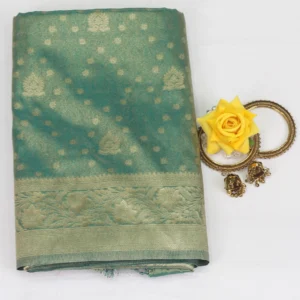Semi Tissue Silk Saree Green with Pista
