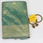 Semi Tissue Silk Saree Green with Pista