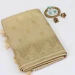 Semi Tissue Silk Saree Beige with Gold
