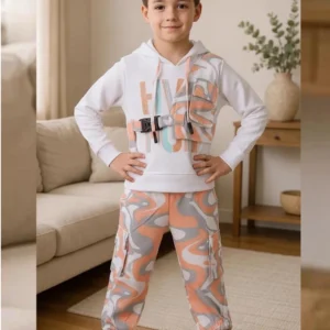 Boy's Full Suit Two Piece White with Orange Hosiery