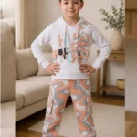Boy's Full Suit Two Piece White with Orange Hosiery