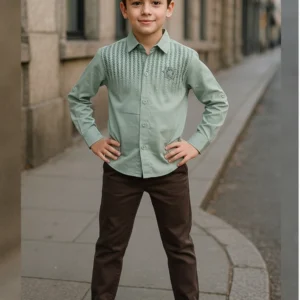 Boy's Full Suit Two Pieces Pista Green with Black