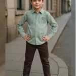 Boy's Full Suit Two Pieces Pista Green with Black