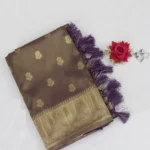 Semi Tissue Silk Saree Purple with Cream