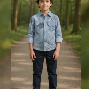 Boy's Full Suit Two Pieces Sky Blue with Black