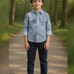 Boy's Full Suit Two Pieces Sky Blue with Black