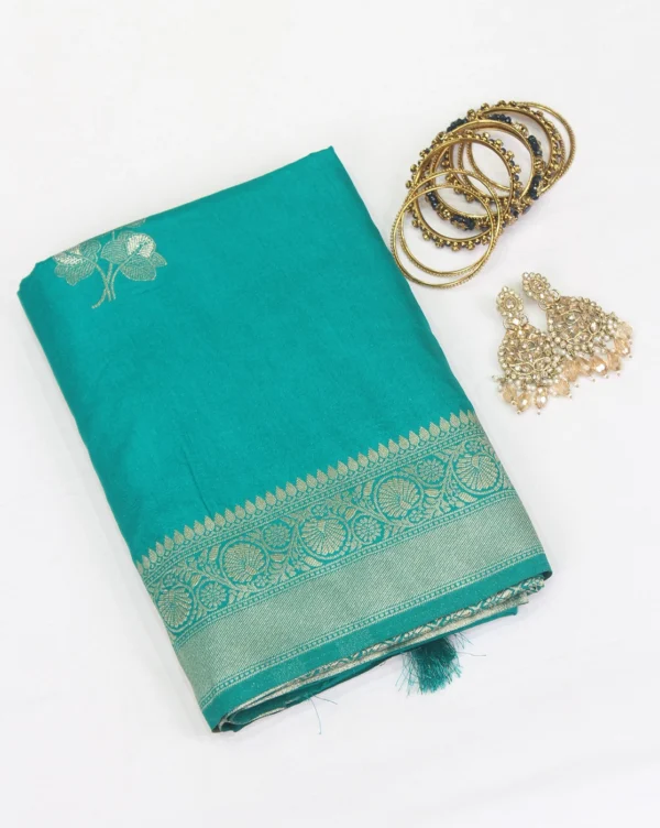 Semi Raw Silk Saree Mojito with Silver
