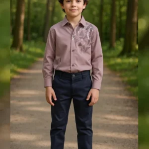 Boy's Full Suit Two Piece Mauve with Navy Blue