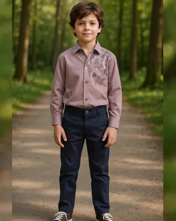 Boy's Full Suit Two Piece Mauve with Navy Blue