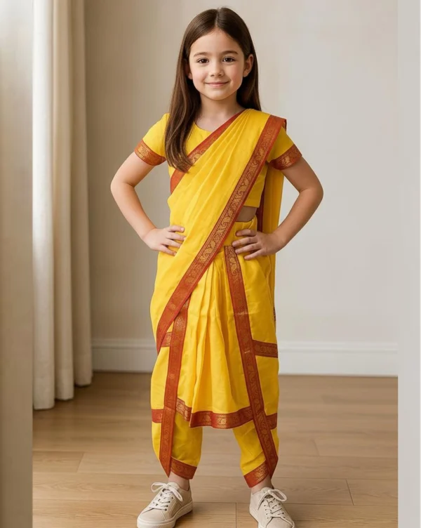 Kids Bharatanatyam Dress Yellow