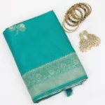 Semi Raw Silk Saree Mojito with Silver