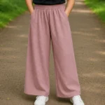 Girl's Plazo Lycra Crushed Pant Pale Pink
