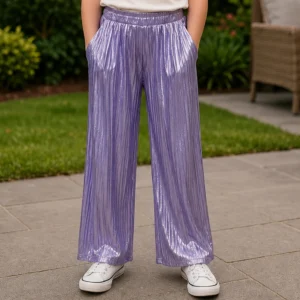 Girl's Plazo Satin Plain Pant Lavender