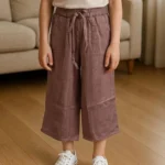 Girl's Plazo Satin Crushed Plain Pant Dusty Rose