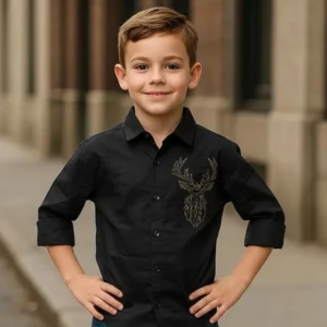Boy's Premium Poly Cotton Shirt Dark Green