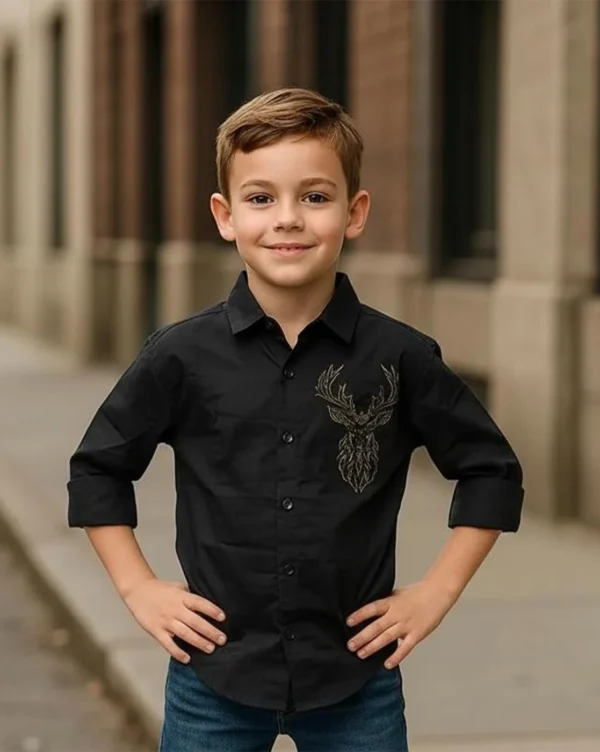 Boy's Premium Poly Cotton Shirt Dark Green