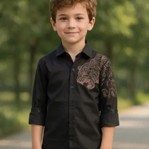 Boy's Premium Poly Cotton Shirt Black