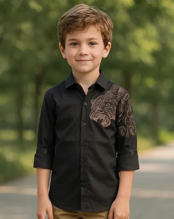 Boy's Premium Poly Cotton Shirt Black