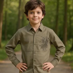 Boy's Premium Poly Cotton Shirt Olive Green