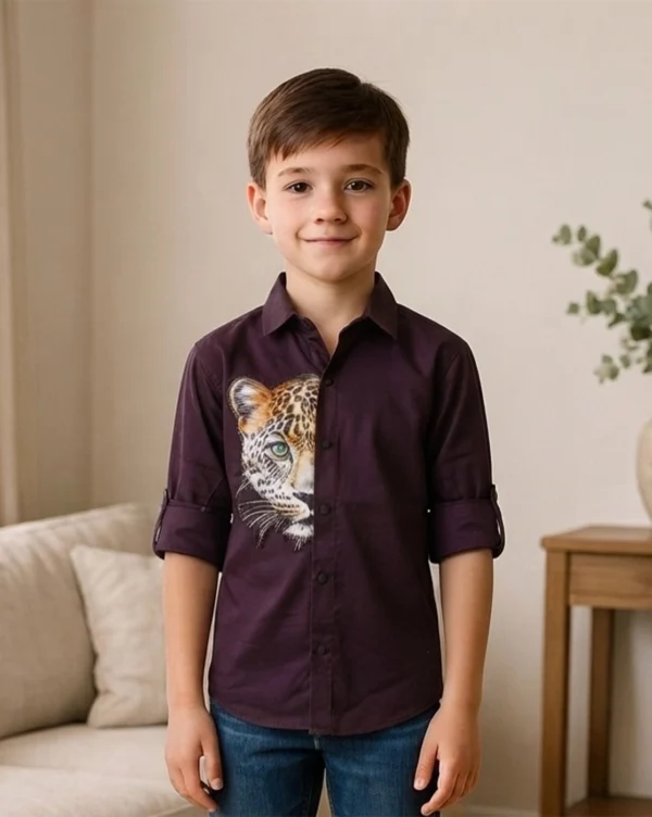 Boy's Premium Cotton Shirt Maroon